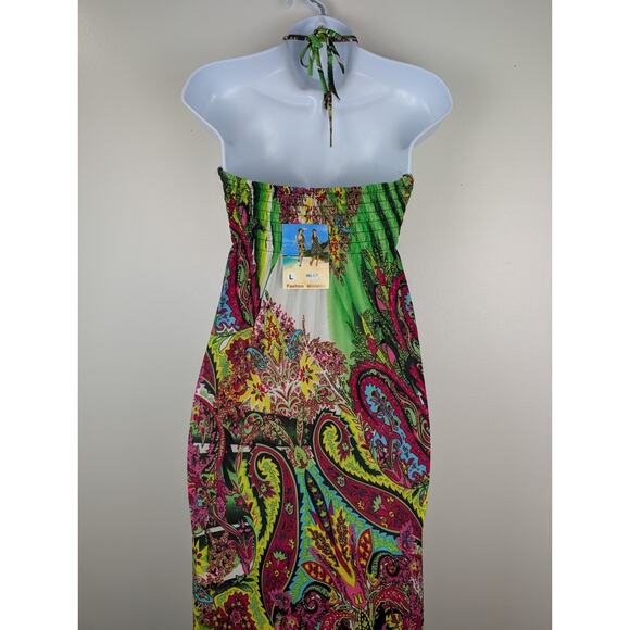 Elegant Green and Pink Maxi Dress - Picture 4 of 8